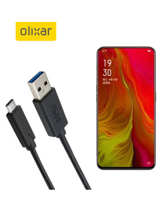 Olixar USB-C Oppo Reno Lite Charging Cable - Black 1m