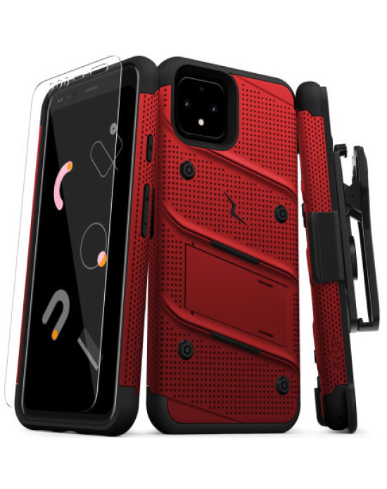 Zizo Bolt Series Google Pixel 4 Case & Screen Protector - Red / Black Zizo Bolt Series Google Pixel 4 Case & Screen Protector - Red / Black