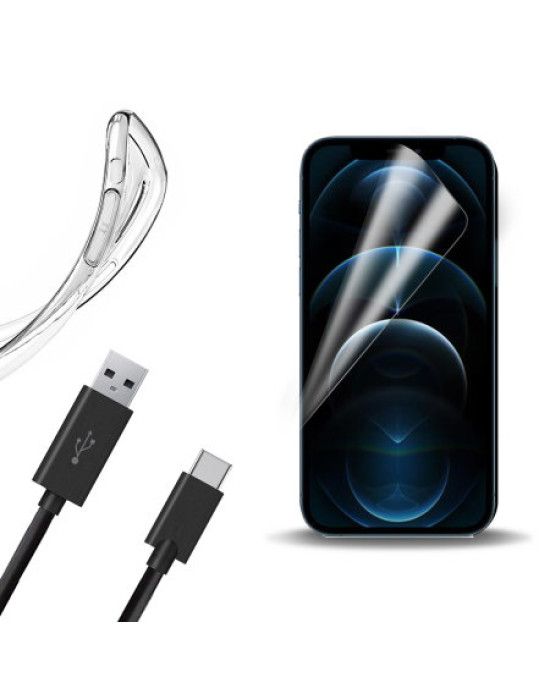 Olixar Essential iPhone 12 Pro Max Case, Screen Protector & Cable Pack