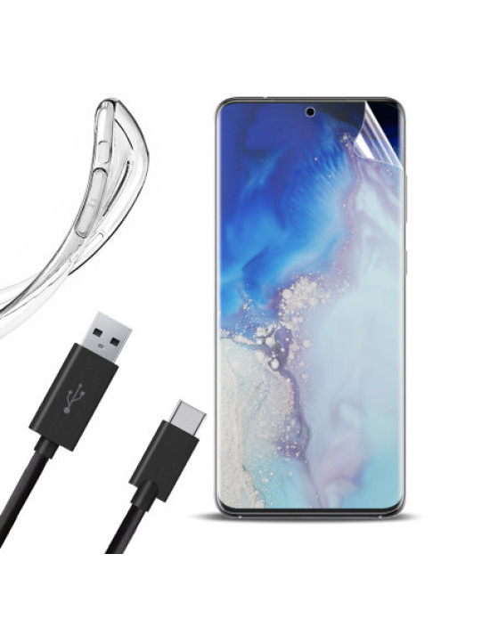 Olixar Essential Samsung S20 Case, Screen Protector & Cable Pack