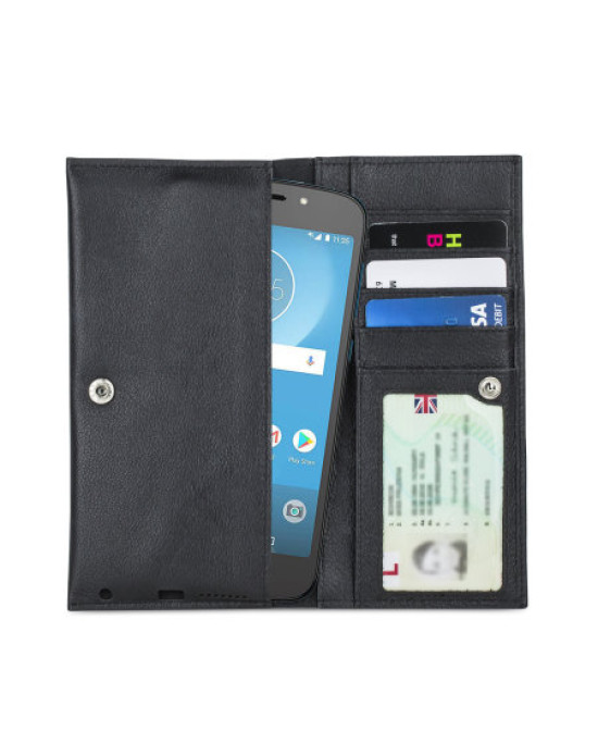 Olixar Primo Motorola E5 Cruise Genuine Leather Wallet Case - Black