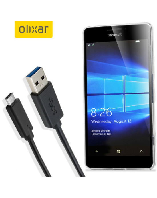 Olixar USB-C Microsoft Lumia 950 Charging Cable - Black 1m