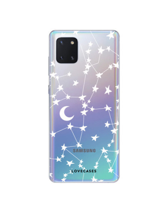 LoveCases Samsung Galaxy Note 10 Lite Gel Case - White Stars And Moons LoveCases Samsung Galaxy Note 10 Lite Gel Case - White Stars And Moons