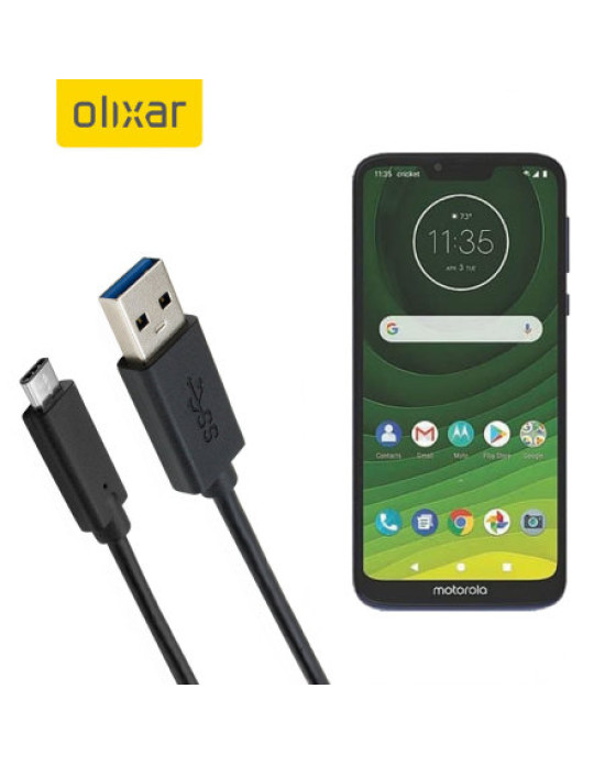 Olixar USB-C Motorola Moto G7 Supra Charging Cable - Black 1m