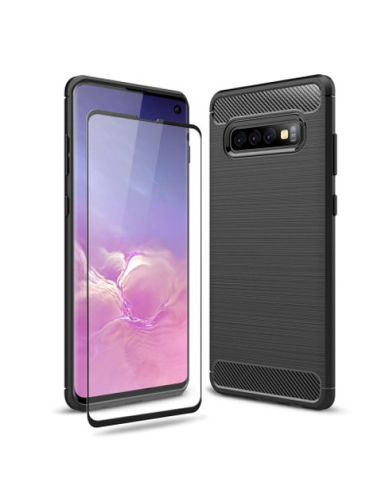 Olixar Sentinel Samsung S10 Case And Glass Screen Protector- Black