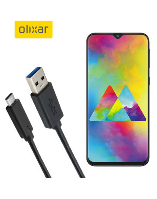 Olixar USB-C Samsung Galaxy M20 Charging Cable - Black 1m