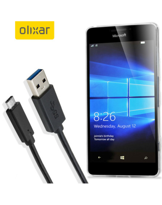 Olixar USB-C Microsoft Lumia 950 XL Charging Cable - Black 1m