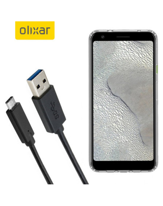 Olixar USB-C Google Pixel 3a XL Charging Cable - Black 1m