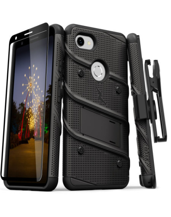 Zizo Bolt Google Pixel 3A Tough Case & Screen Protector - Black