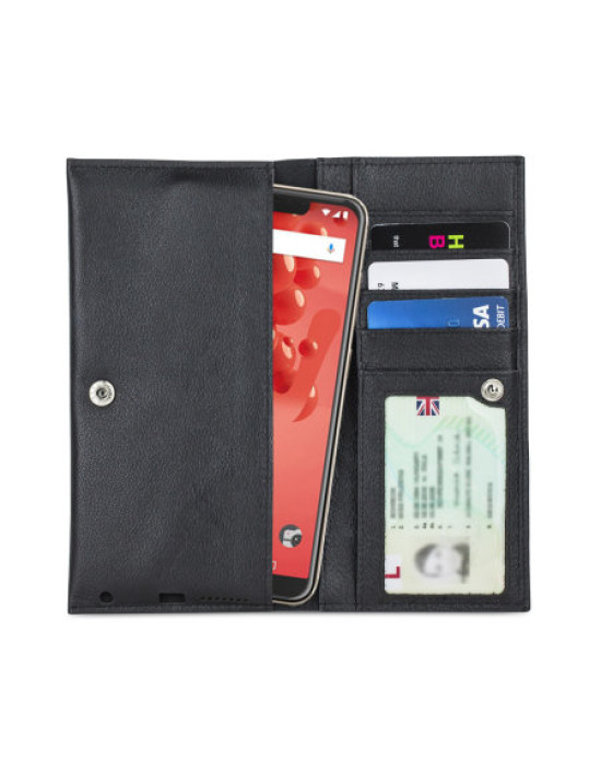 Olixar Primo Genuine Leather Wiko View 2 Plus Wallet Case - Black