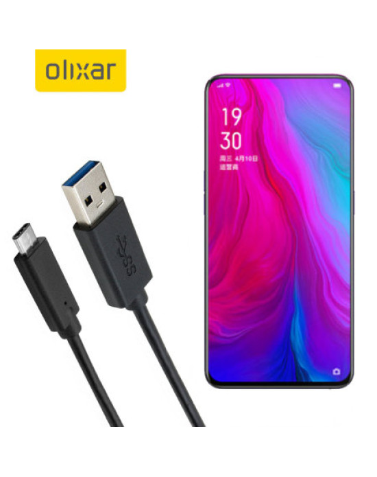 Olixar USB-C Oppo Reno Charging Cable - Black 1m
