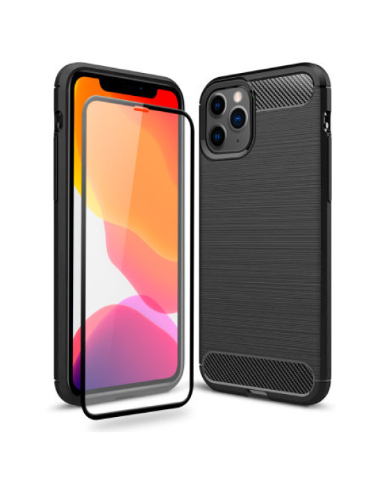 Olixar Sentinel iPhone 11 Pro Max Case & Glass Screen Protector -Black