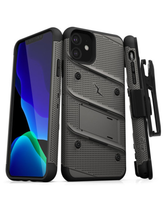 Zizo Bolt Series iPhone 11 Case & Screen Protector - Grey/Black