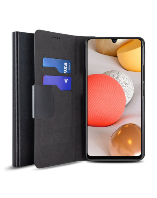 Olixar Samsung Galaxy A42 5G Leather-Style Wallet Stand Case - Black