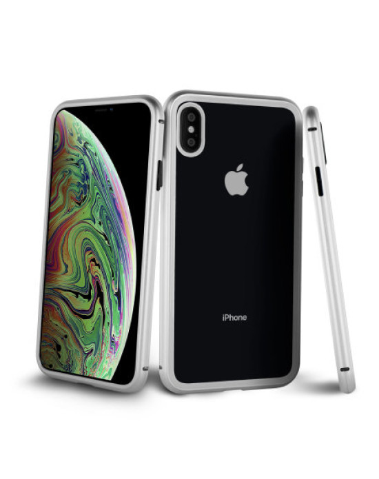 Olixar Colton iPhone XS Max 2-Piece Case w/ Screen Protector - Silver