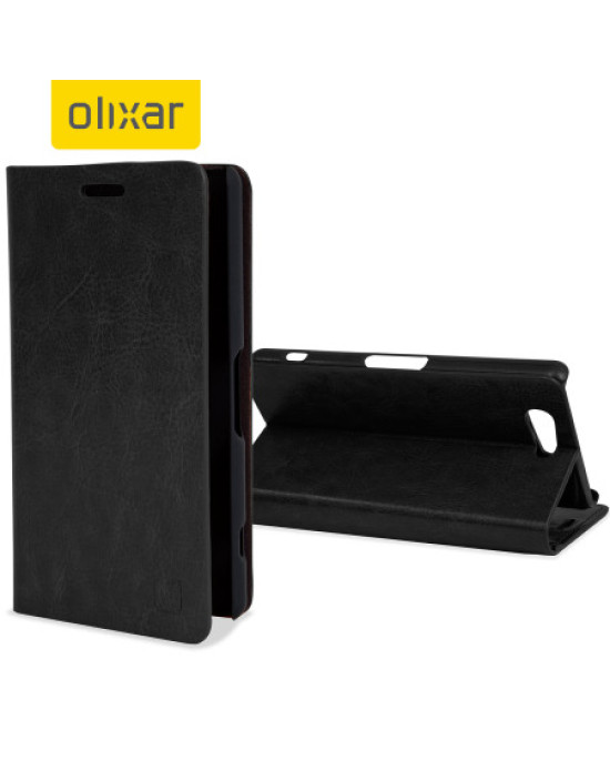 Olixar Leather-Style Sony Xperia A4 Wallet Stand Case - Black