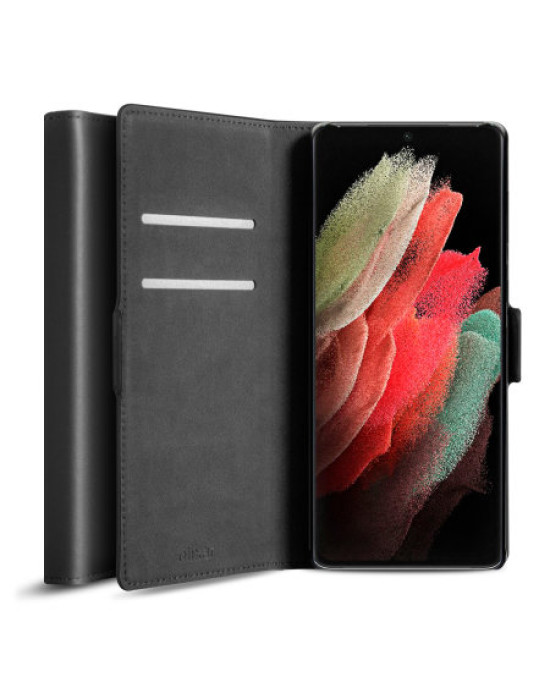 Olixar Genuine Leather Samsung Galaxy S21 Ultra Wallet Case - Black