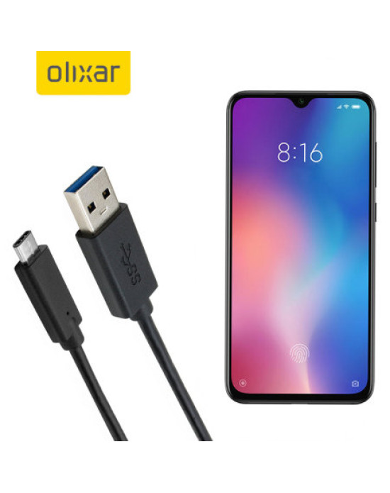 Olixar USB-C Xiaomi Mi 9 Charging Cable - Black 1m