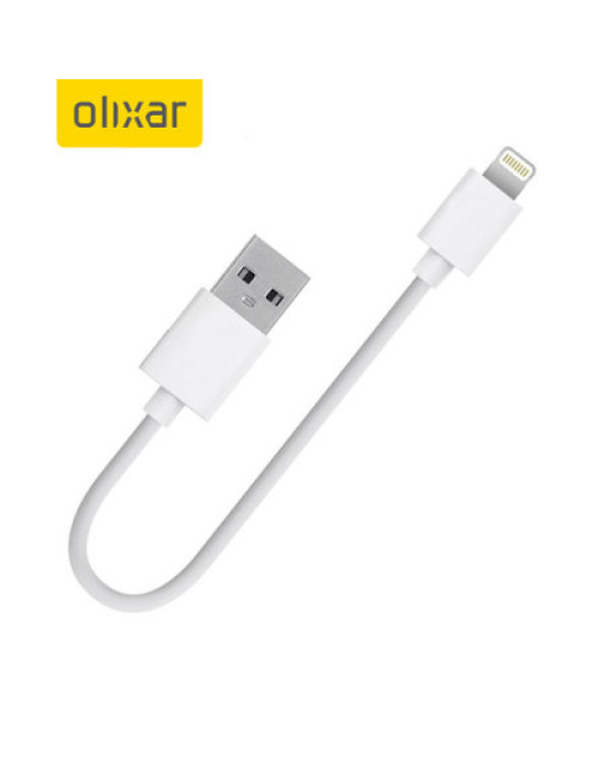 Olixar 10cm Short Lightning to USB Charge and Sync Cable - White