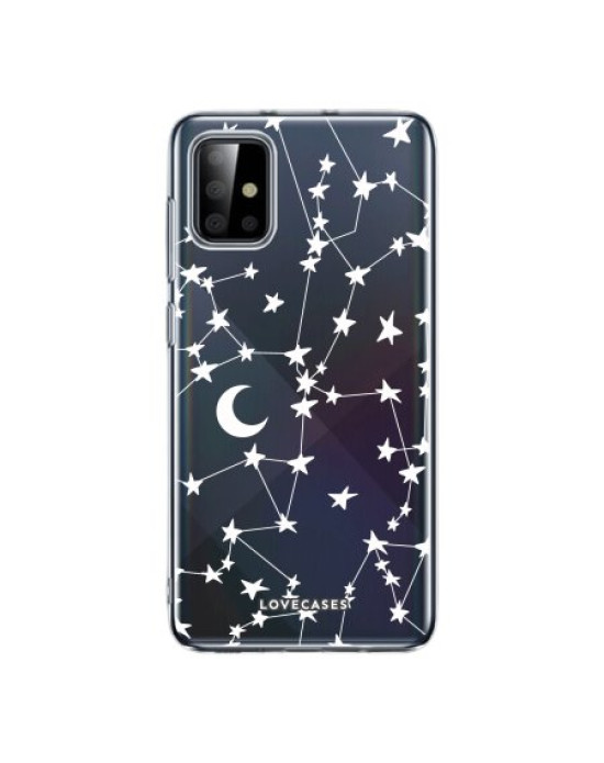 LoveCases Samsung Galaxy A72 Case - White Stars & Moon Case