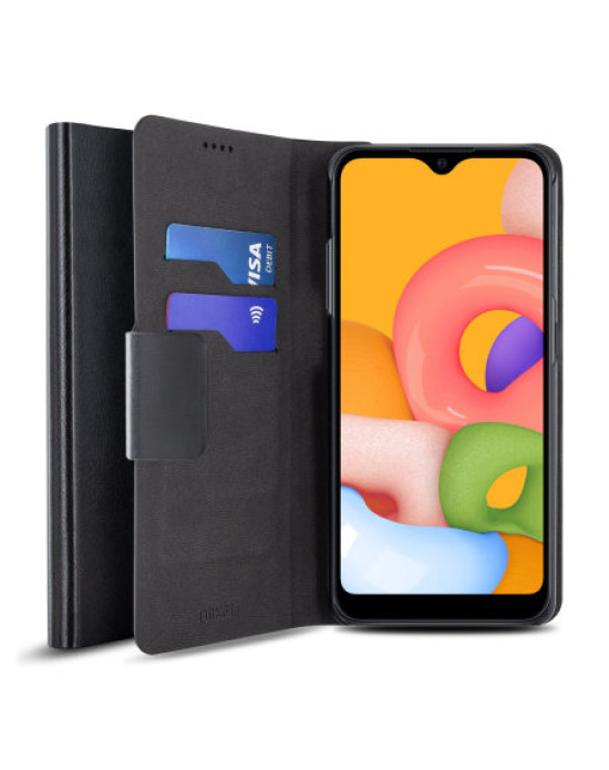 Olixar Leather-Style Samsung Galaxy A01 Wallet Stand Case - Black