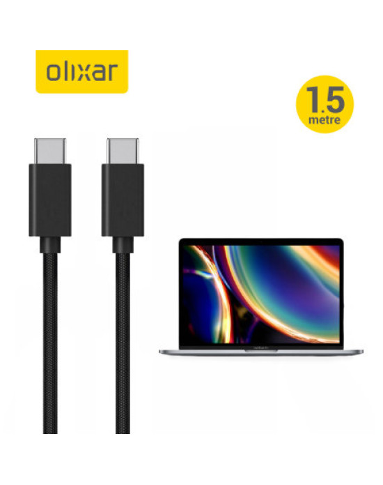 Olixar MacBook Pro 2020 100W Braided USB-C To C Charging Cable - Black