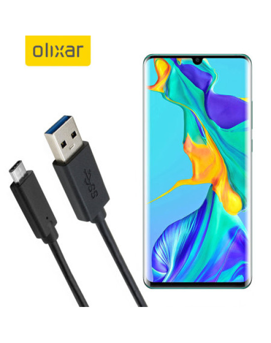 Olixar USB-C Huawei P30 Pro Charging Cable - Black 1m