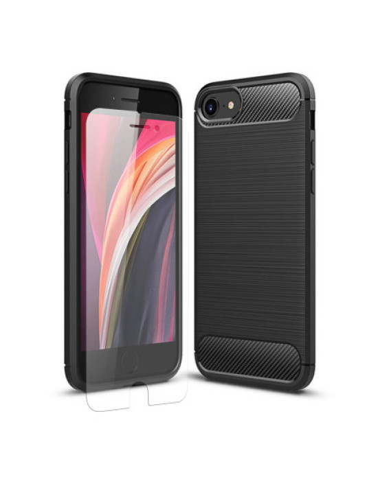 Olixar Sentinel iPhone SE 2020 Case & Glass Screen Protector - Black