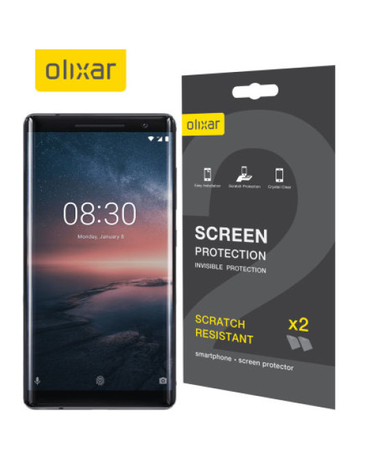 Olixar Nokia 8 Sirocco Screen Protector 2-in-1 Pack