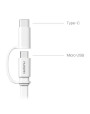Official Huawei 2-in-1 Micro USB & USB-C 1.5m Charging Cable - White