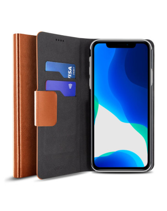 Olixar Leather-Style iPhone 11 Wallet Stand Case - Brown