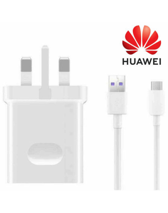 Official Huawei SuperCharge 40W USB-C UK Mains Charger & Cable - White