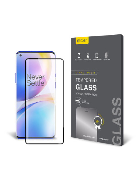 Olixar OnePlus 8 Pro Tempered Glass Screen Protector - Black