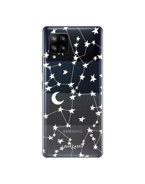 LoveCases Samsung Galaxy A42 5G Gel Case - White Stars And Moons