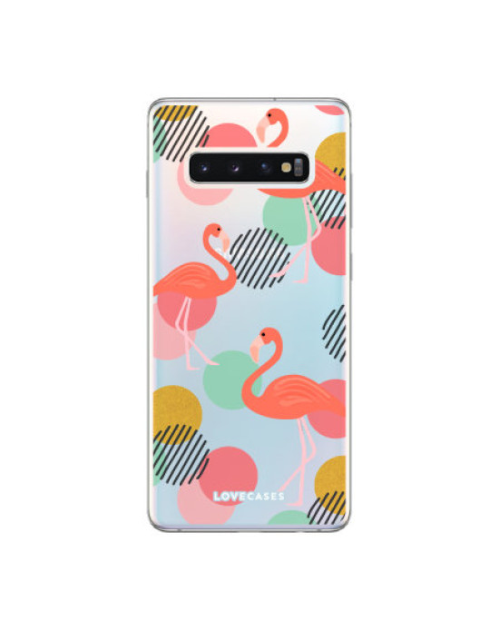 LoveCases Samsung Galaxy S10 Plus Flamingo Clear Phone Case