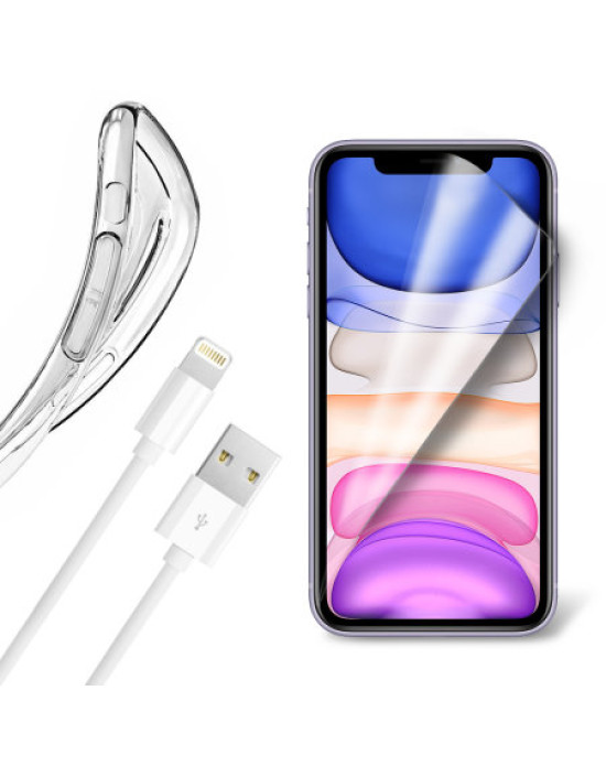 Olixar Essential iPhone 11 Case, Screen Protector & Cable Pack