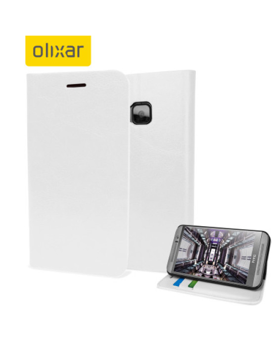Olixar Leather-Style HTC One M9 Wallet Stand Case - White
