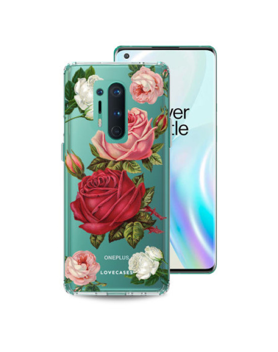 LoveCases OnePlus 8 Pro Roses Cover Case - Clear