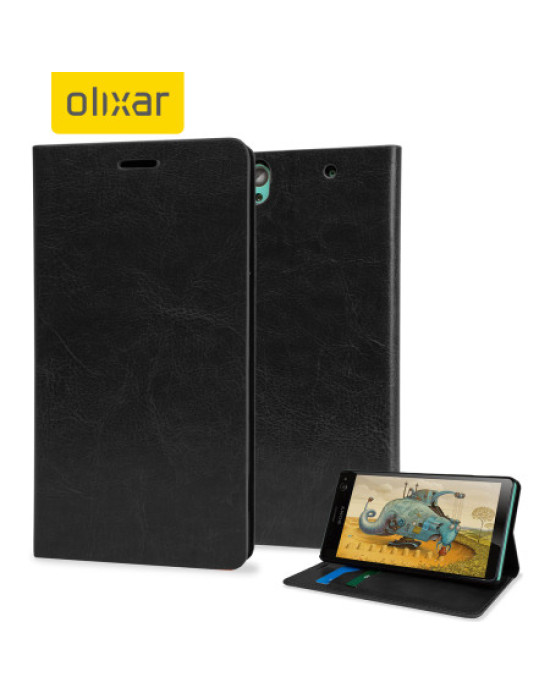 Olixar Leather-Style Sony Xperia C4 Wallet Stand Case - Black Olixar Leather-Style Sony Xperia C4 Wallet Stand Case - Black