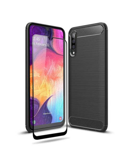 Olixar Sentinel Samsung A50 Case & Glass Screen Protector - Black