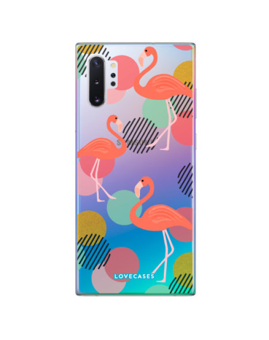 LoveCases Samsung Note 10 Plus 5G Flamingo Phone Case - Clear Multi