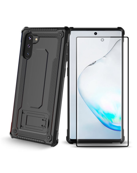 Olixar Manta Galaxy Note 10 Tough Case & Tempered Glass - Black