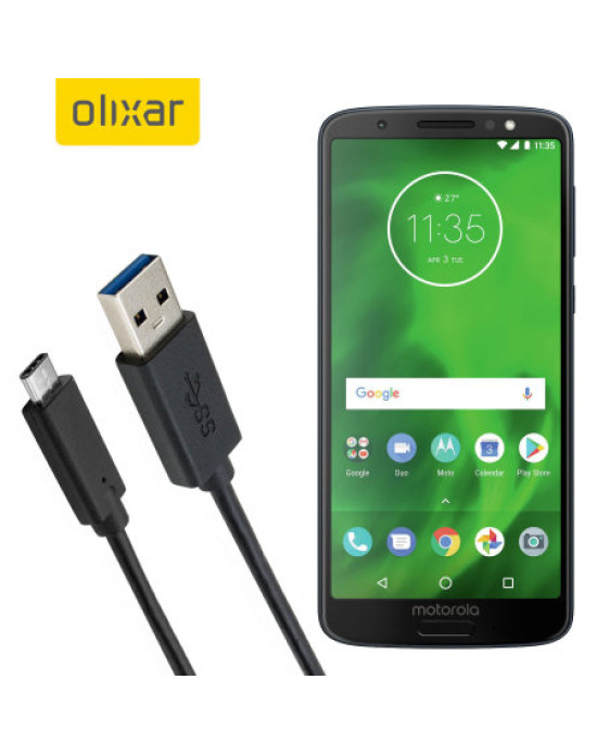 Olixar USB-C Motorola Moto G6 Charging Cable - Black 1m