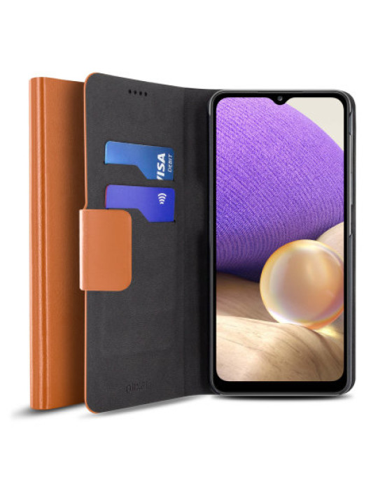 Olixar Leather-Style Samsung Galaxy A32 5G Wallet Stand Case - Brown
