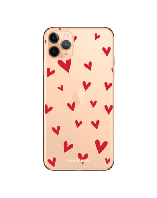 LoveCases iPhone 11 Pro Max Hearts Phone Case - Clear Red