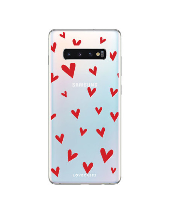 LoveCases Samsung S10 Hearts Phone Case - Clear Red