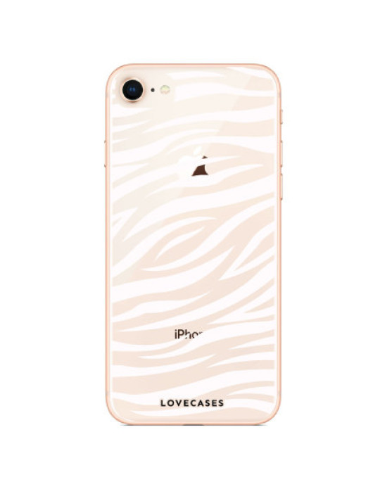 LoveCases iPhone 8 Plus Zebra Phone Case - Clear White