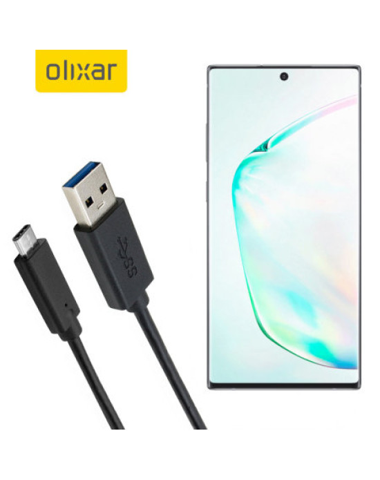 Olixar USB-C Samsung Galaxy Note 10 Plus 5G Charging Cable - Black 1m