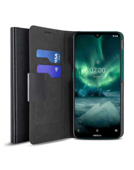 Olixar Leather-Style Nokia 7.2 Wallet Stand Case - Black