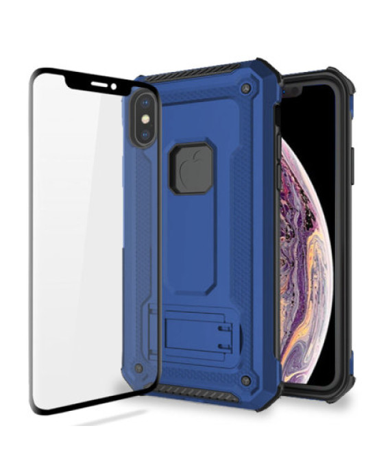 Olixar Manta iPhone XS Max Tough Case with Tempered Glass - Blue